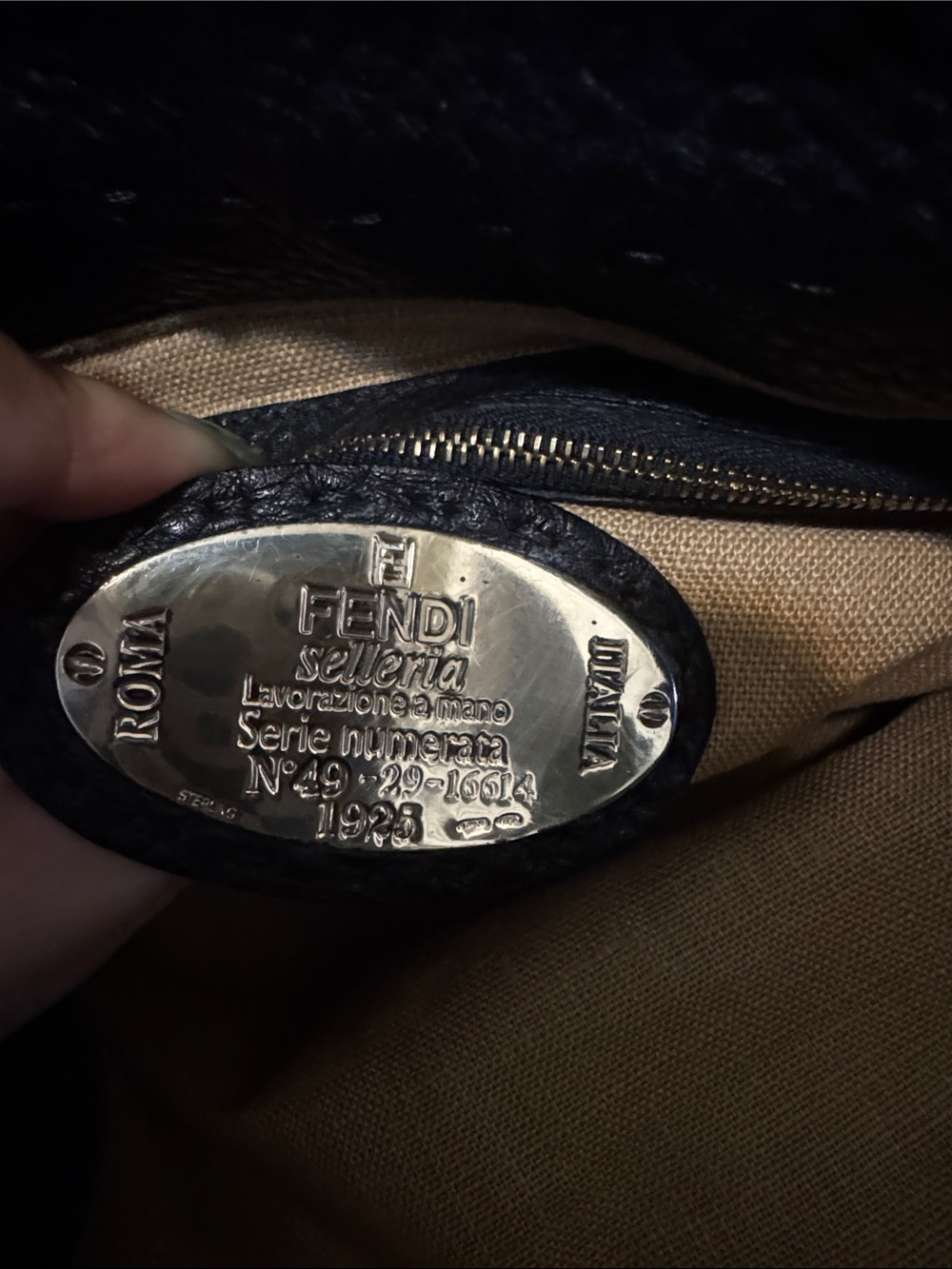 Authentic Fendi Selleria Small Black Pebbled Leather Horse Embossed Handbag|Rare - Picture 10 of 14